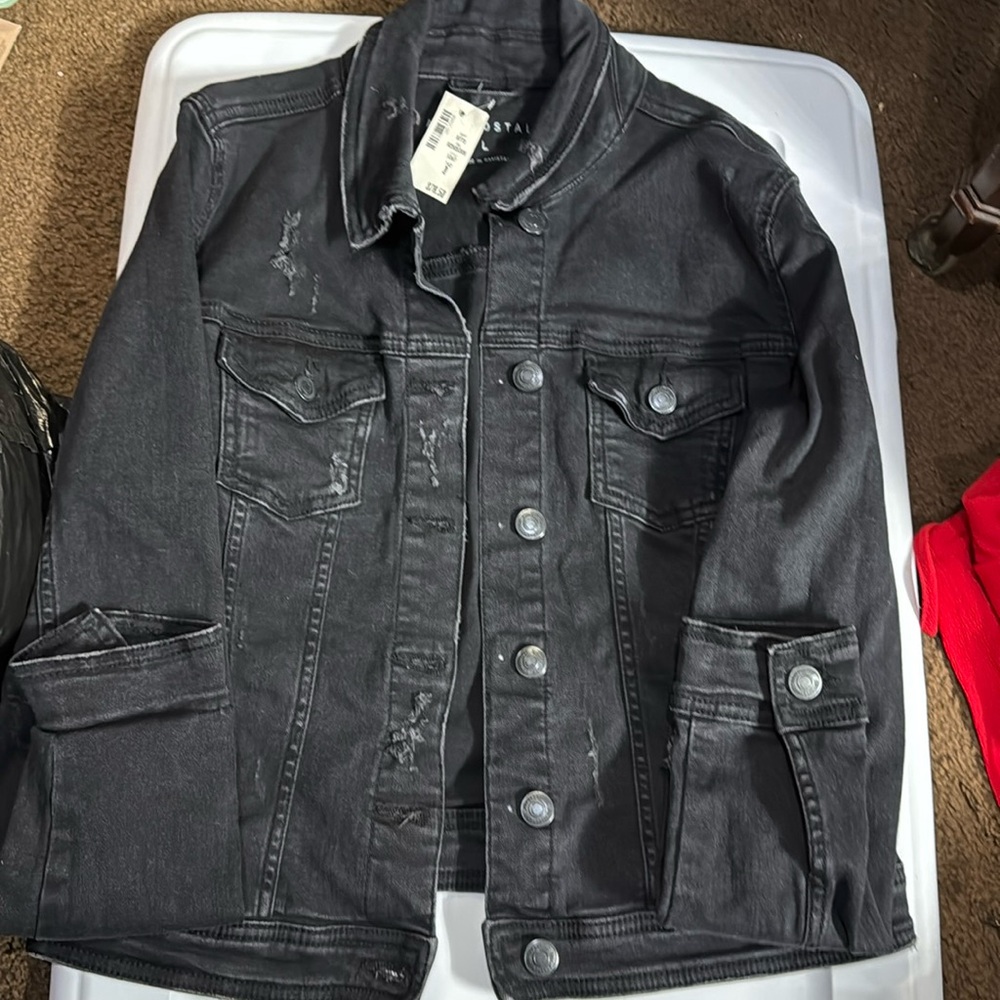 Aeropostale distressed black denim crop jacket